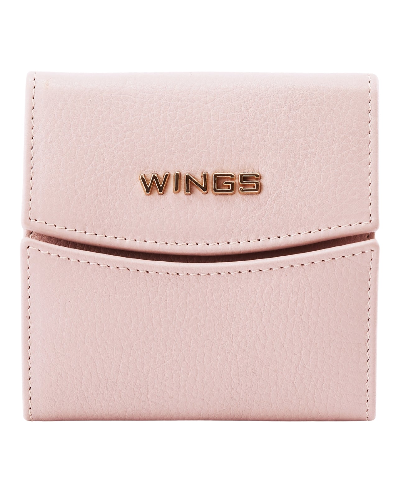 Kompaktowy portfel damski skórzany z ochroną RFID WINGS PINK LEATHER COLLECTION