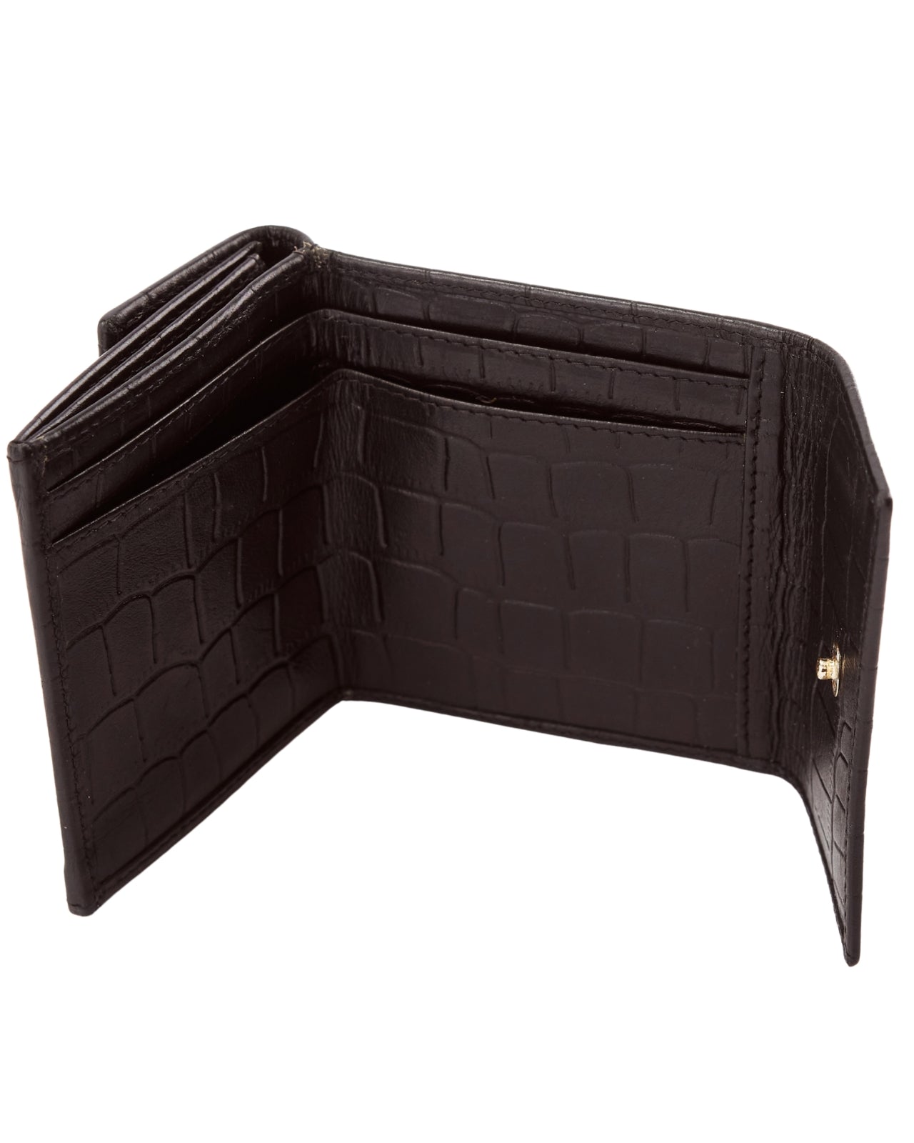 Kompaktowy portfel damski skórzany z ochroną RFID WINGS CROCO BLACK LEATHER COLLECTION