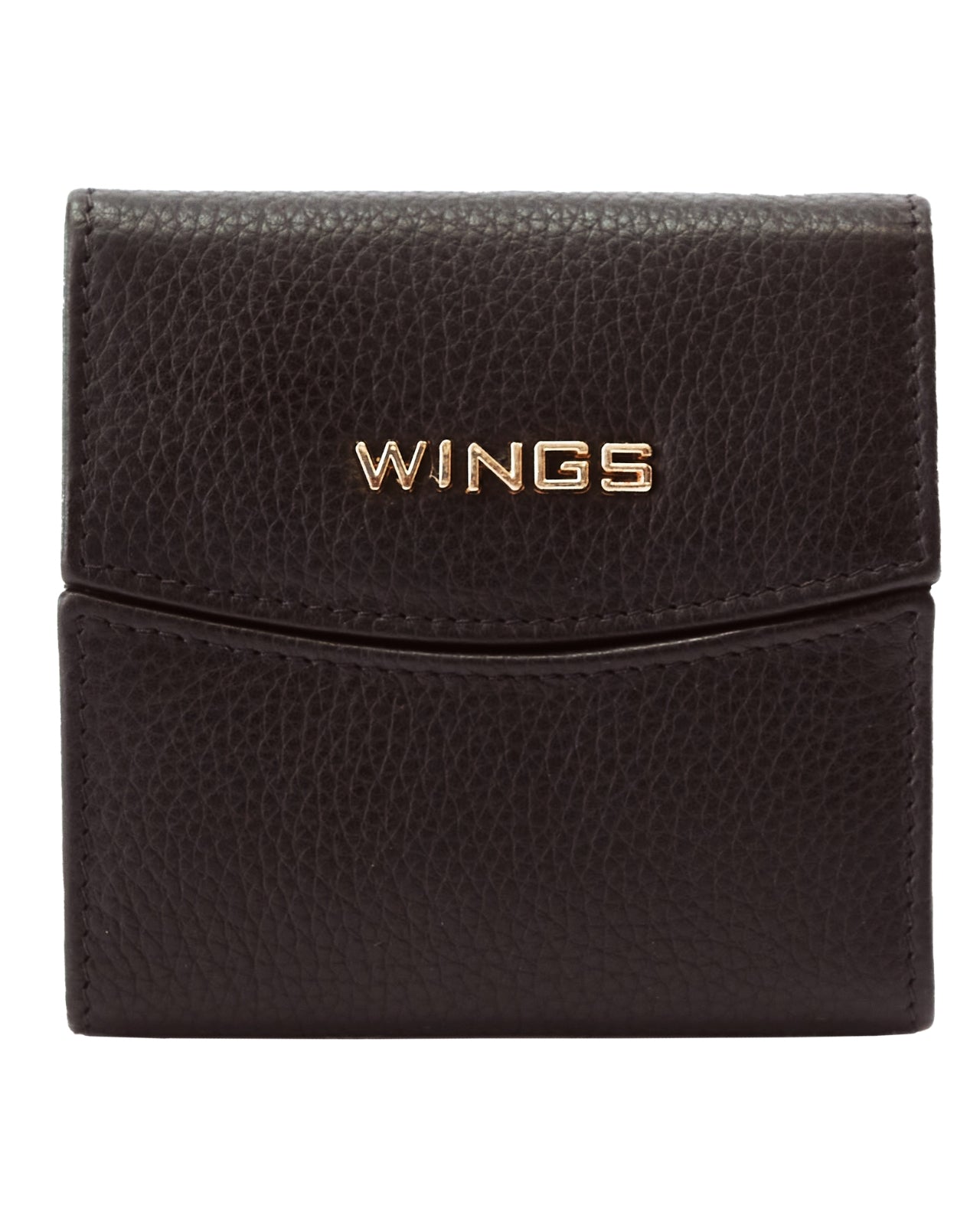 Kompaktowy portfel damski skórzany z ochroną RFID WINGS BLACK LEATHER COLLECTION