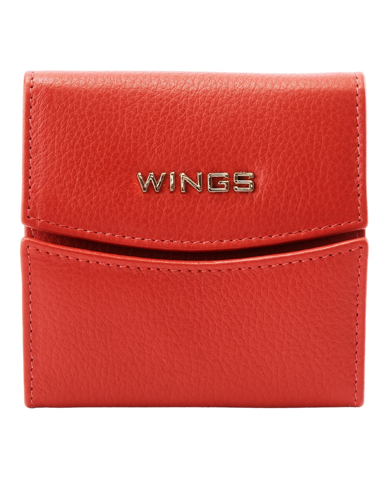 Kompaktowy portfel damski skórzany z ochroną RFID WINGS RED LEATHER COLLECTION