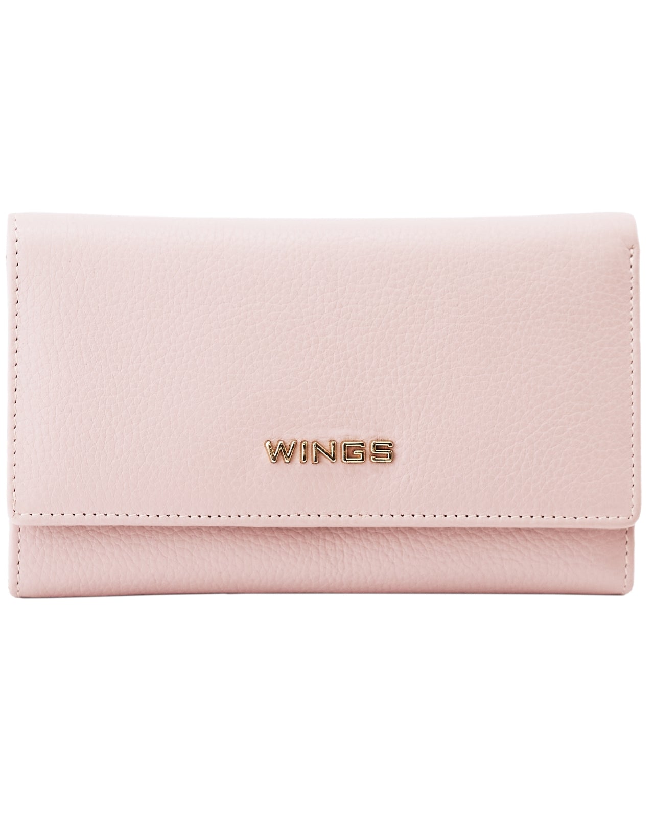 Pojemny portfel damski WINGS skórzany z ochroną RFID PINK LEATHER COLLECTION