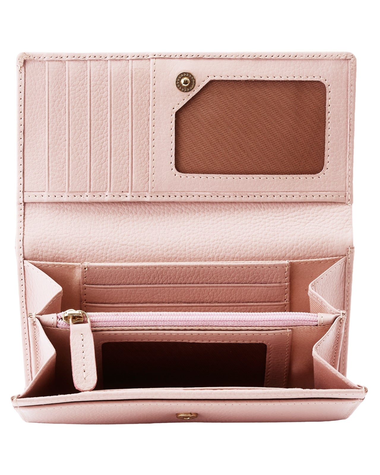 Pojemny portfel damski WINGS skórzany z ochroną RFID PINK LEATHER COLLECTION