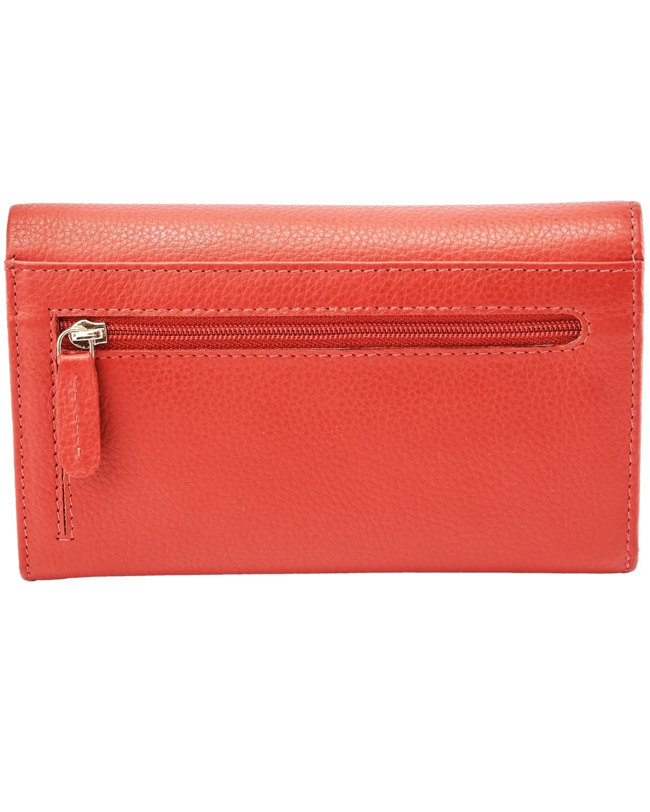 Pojemny portfel damski WINGS skórzany z ochroną RFID RED LEATHER COLLECTION