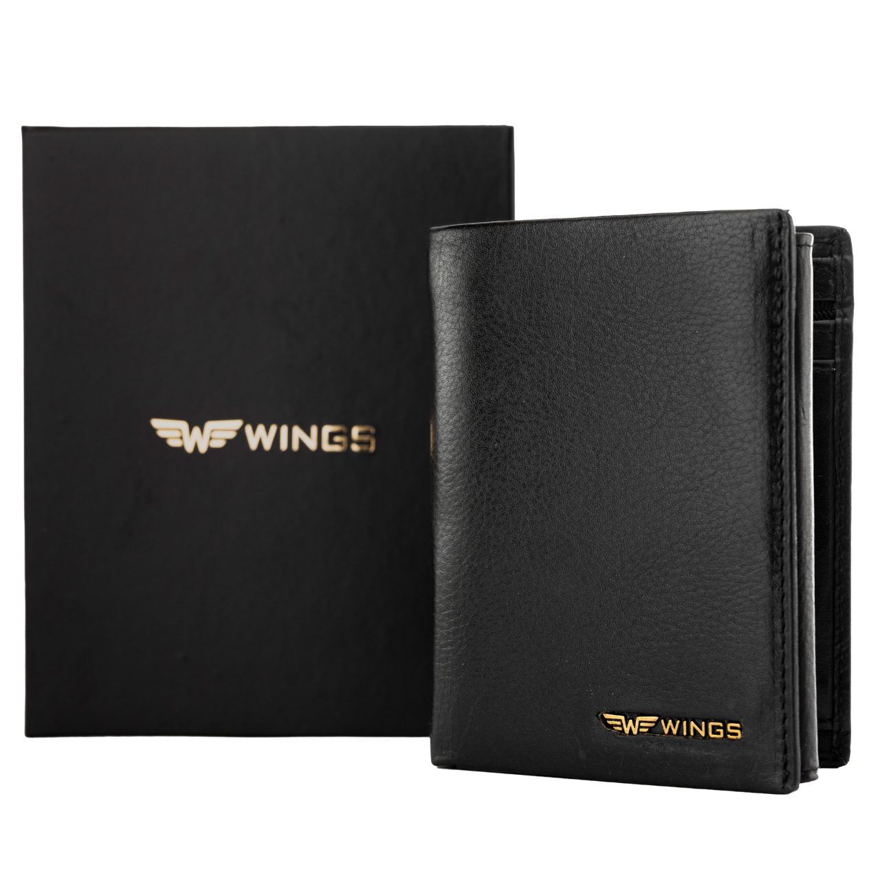 WINGS Pánská peněženka z hovězí kůže černá