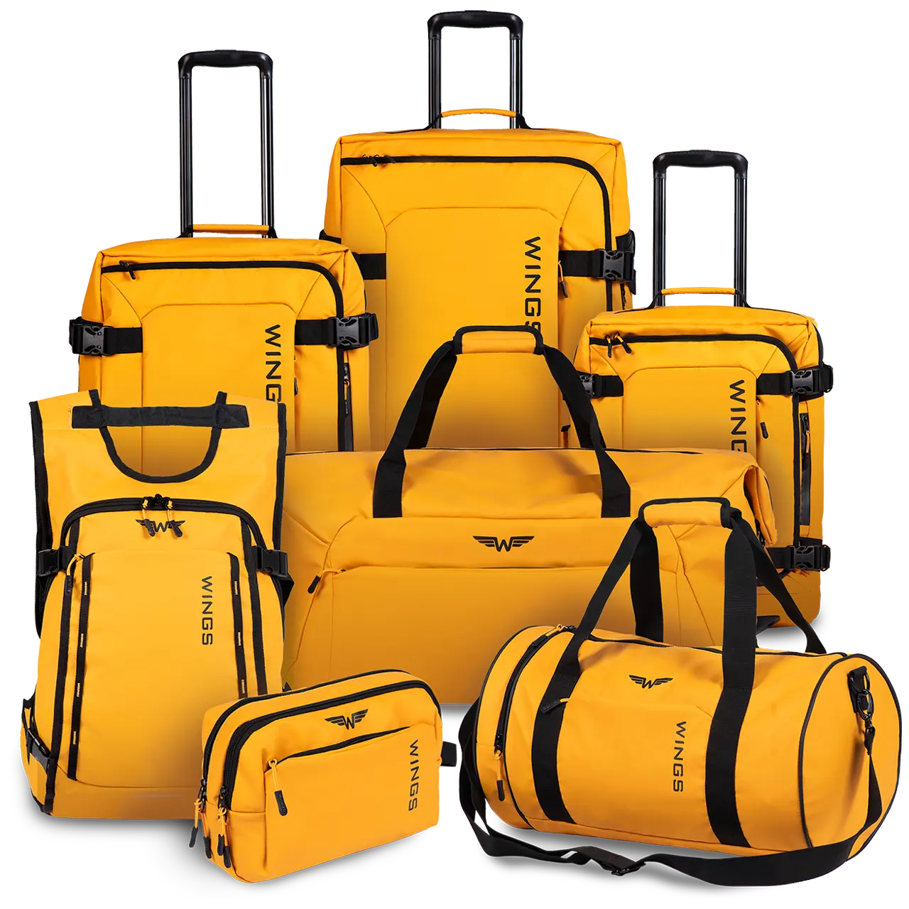 WINGS Komplet walizek miękkich 7w1 ROOK yellow ROOK COLLECTION