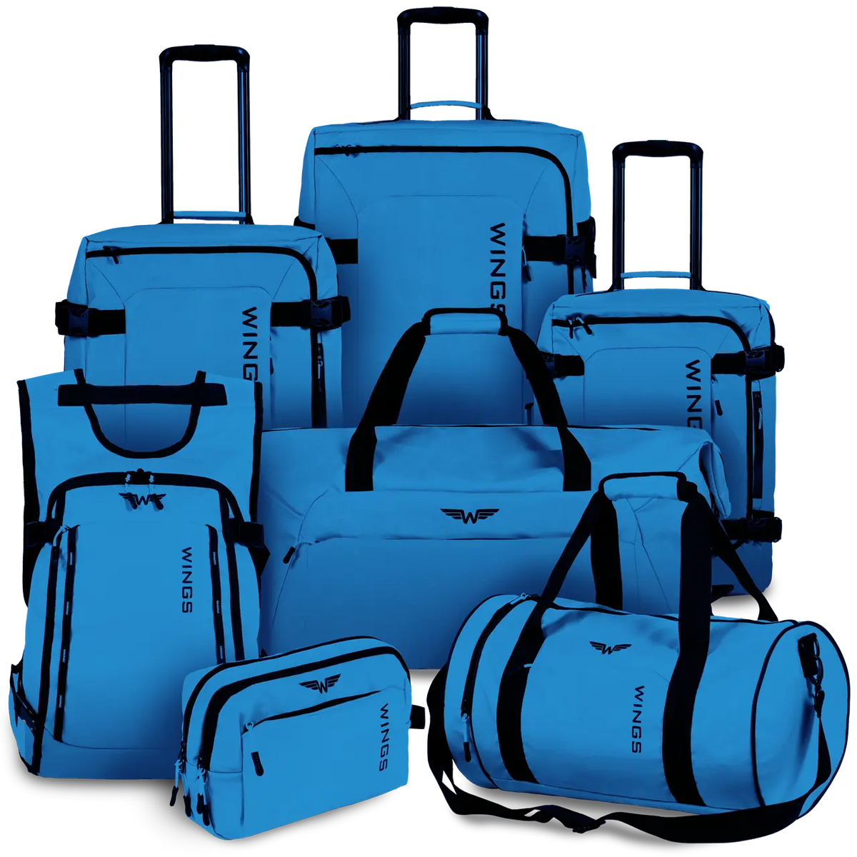 WINGS Komplet walizek miękkich 7w1 ROOK blue ROOK COLLECTION
