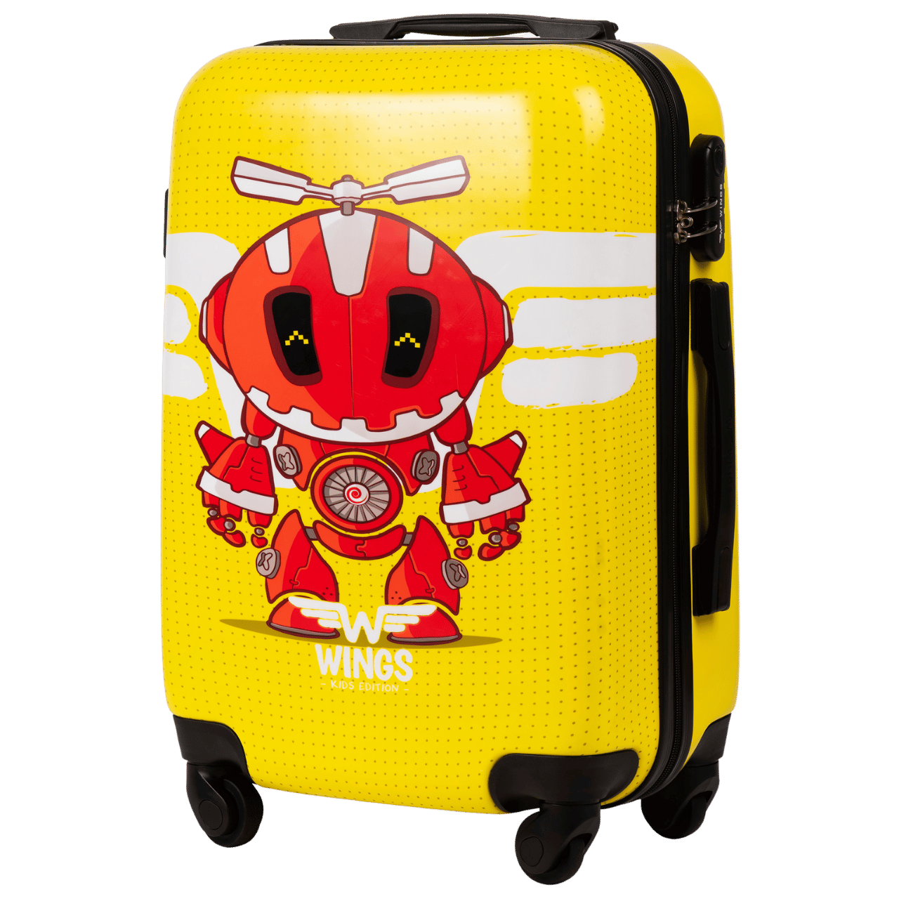 WALIZKA KIDS KABINOWA TWARDA WINGS YELLOW ROBOT S 20" KIDS COLLECTION
