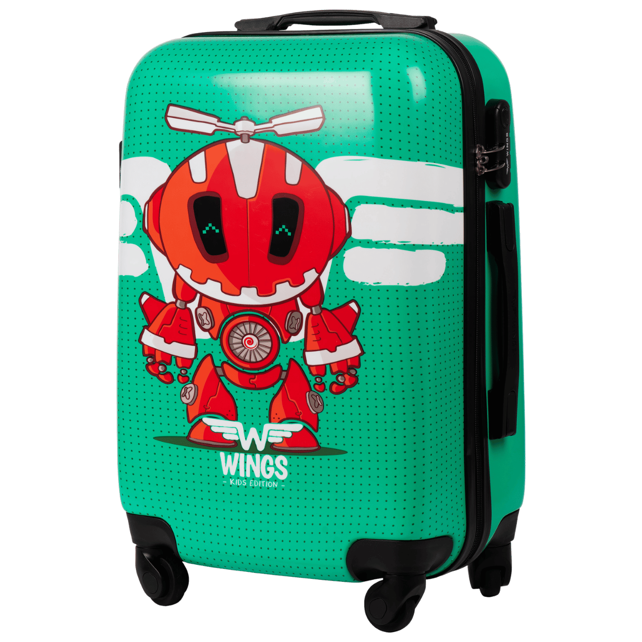 WALIZKA KIDS KABINOWA TWARDA WINGS GREEN ROBOT S 20" KIDS COLLECTION