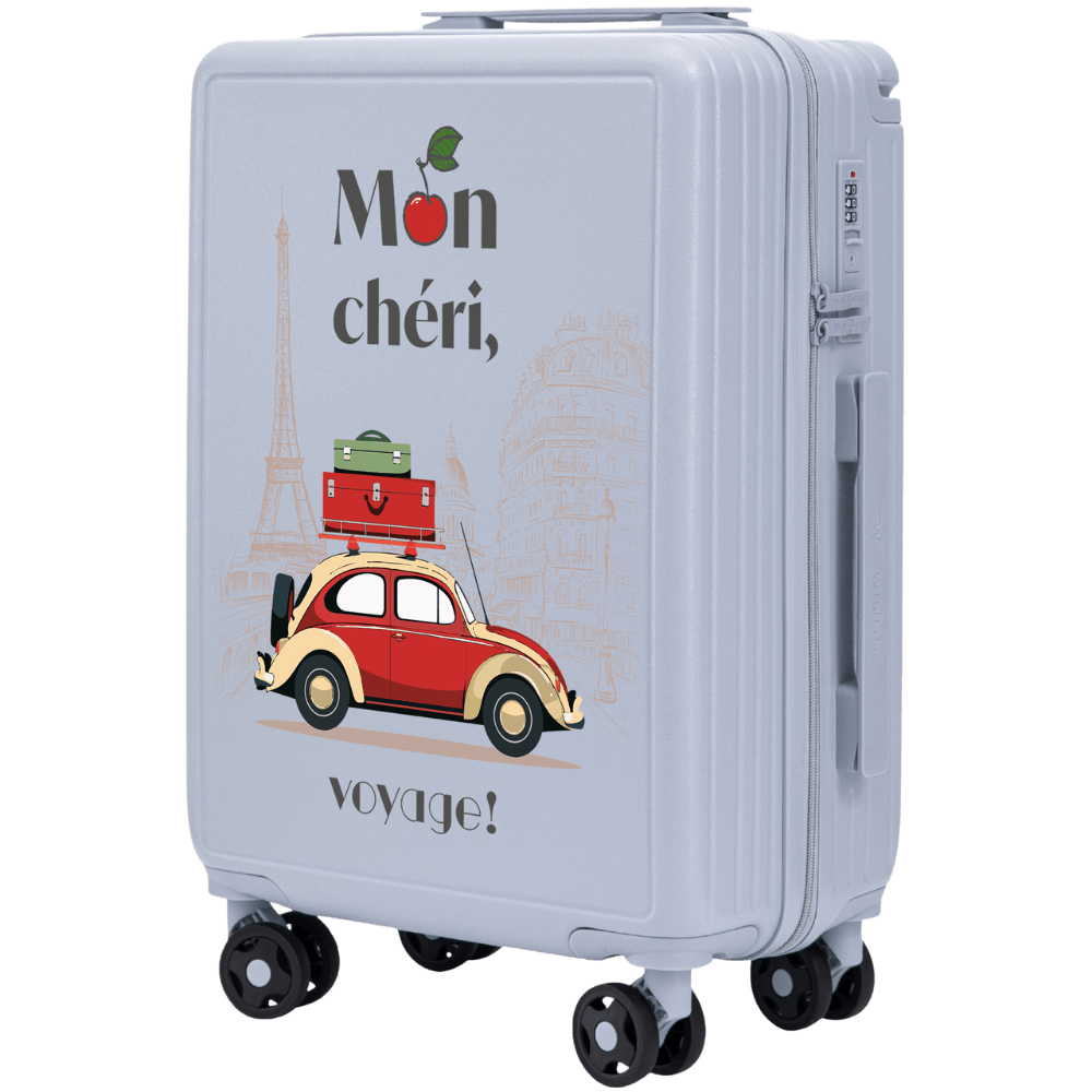 Waliză de cabină Wings ABS+ 20" personalizată ALBASTRU PASTEL MON CHERI