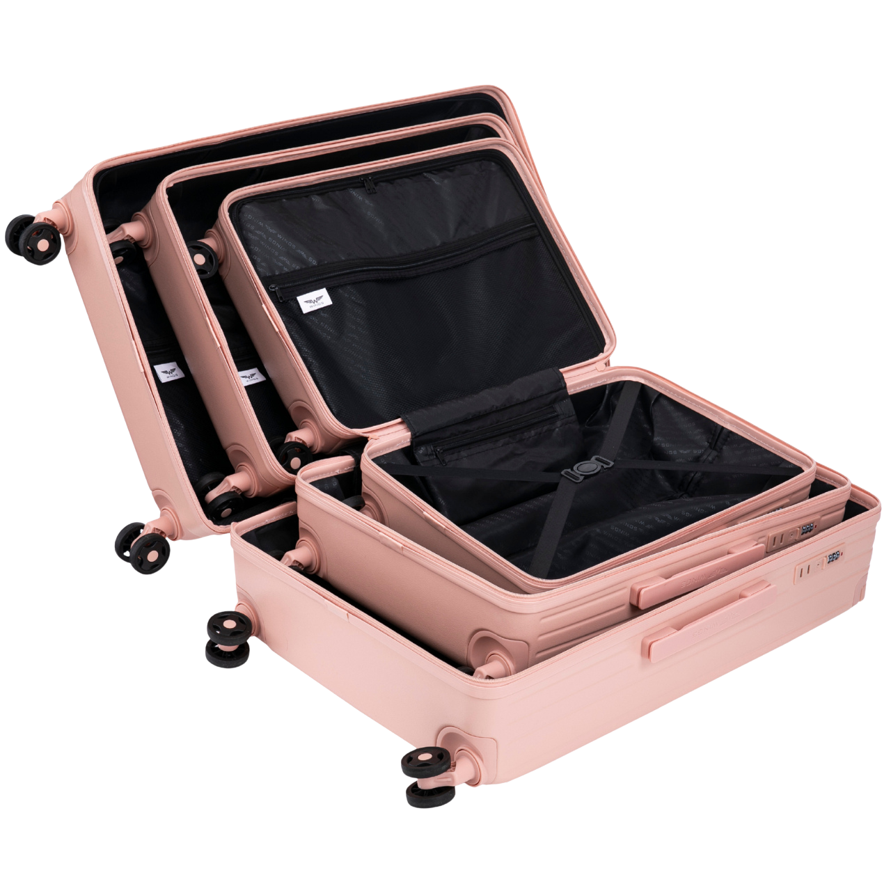 Set od 3 kofera Wings ABS+ prilagođeni SOFT PINK MON CHERI
