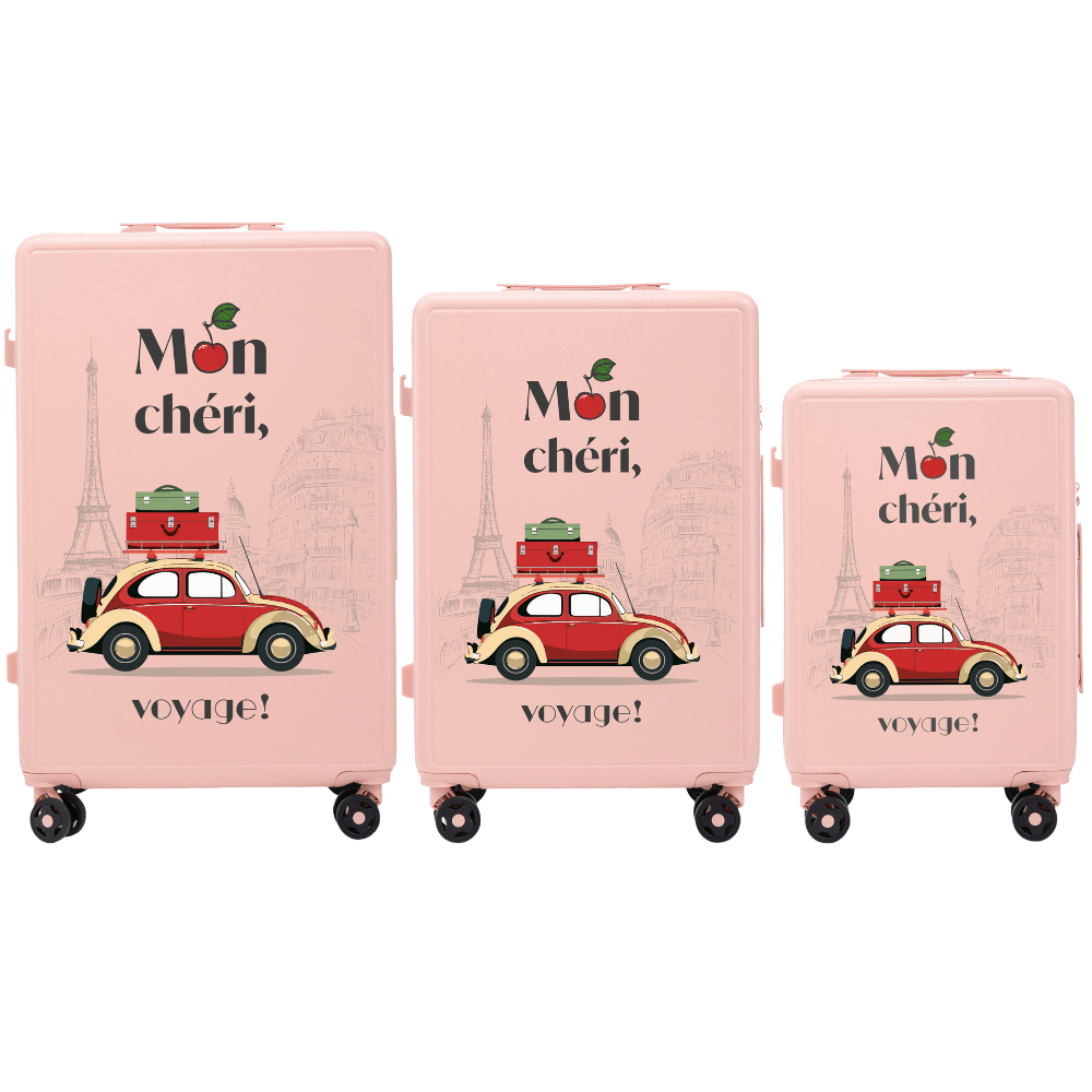 Set od 3 kofera Wings ABS+ prilagođeni SOFT PINK MON CHERI