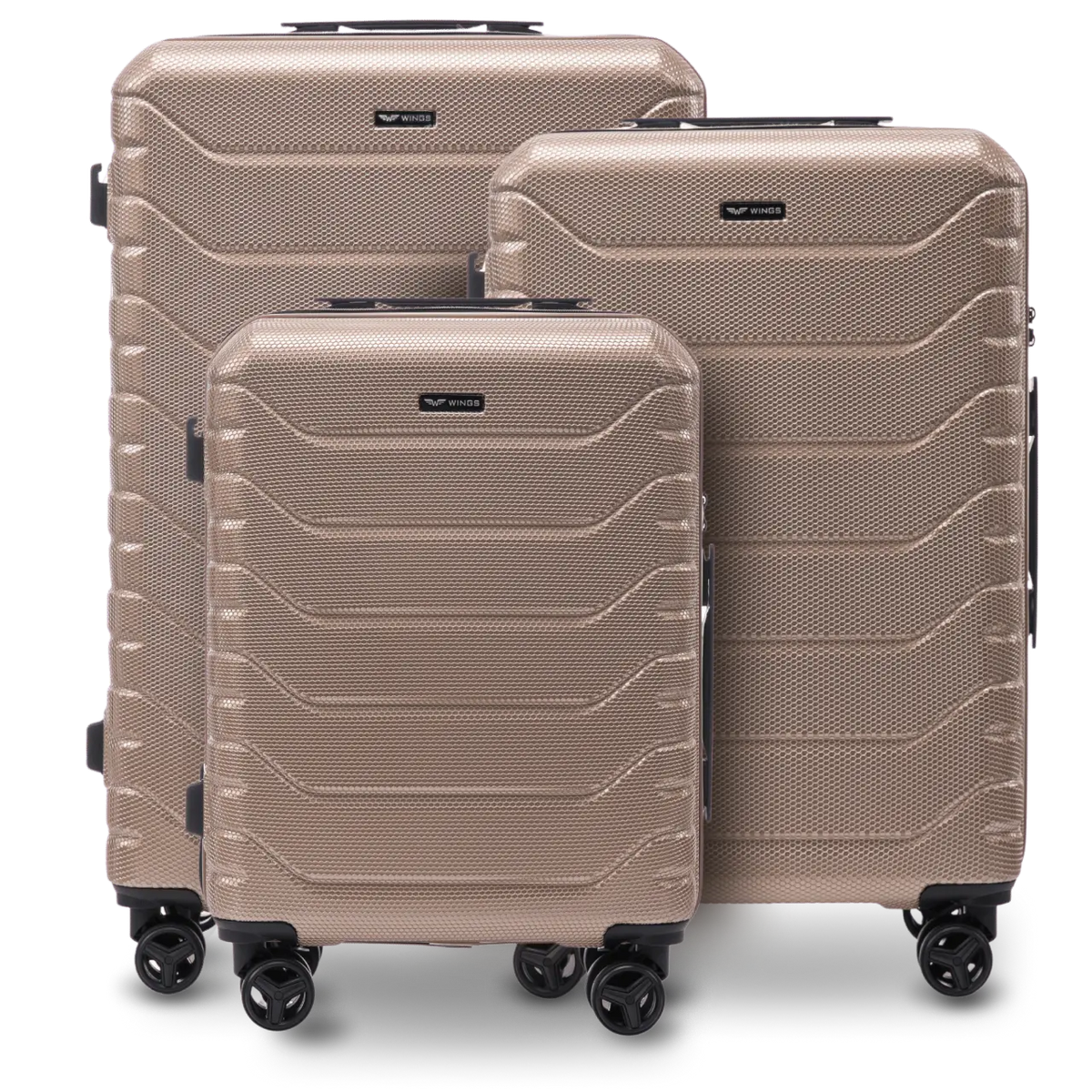 Zestaw 3 walizek Wings CRAKE POLICARBON 100% CHAMPAGNE CRAKE COLLECTION