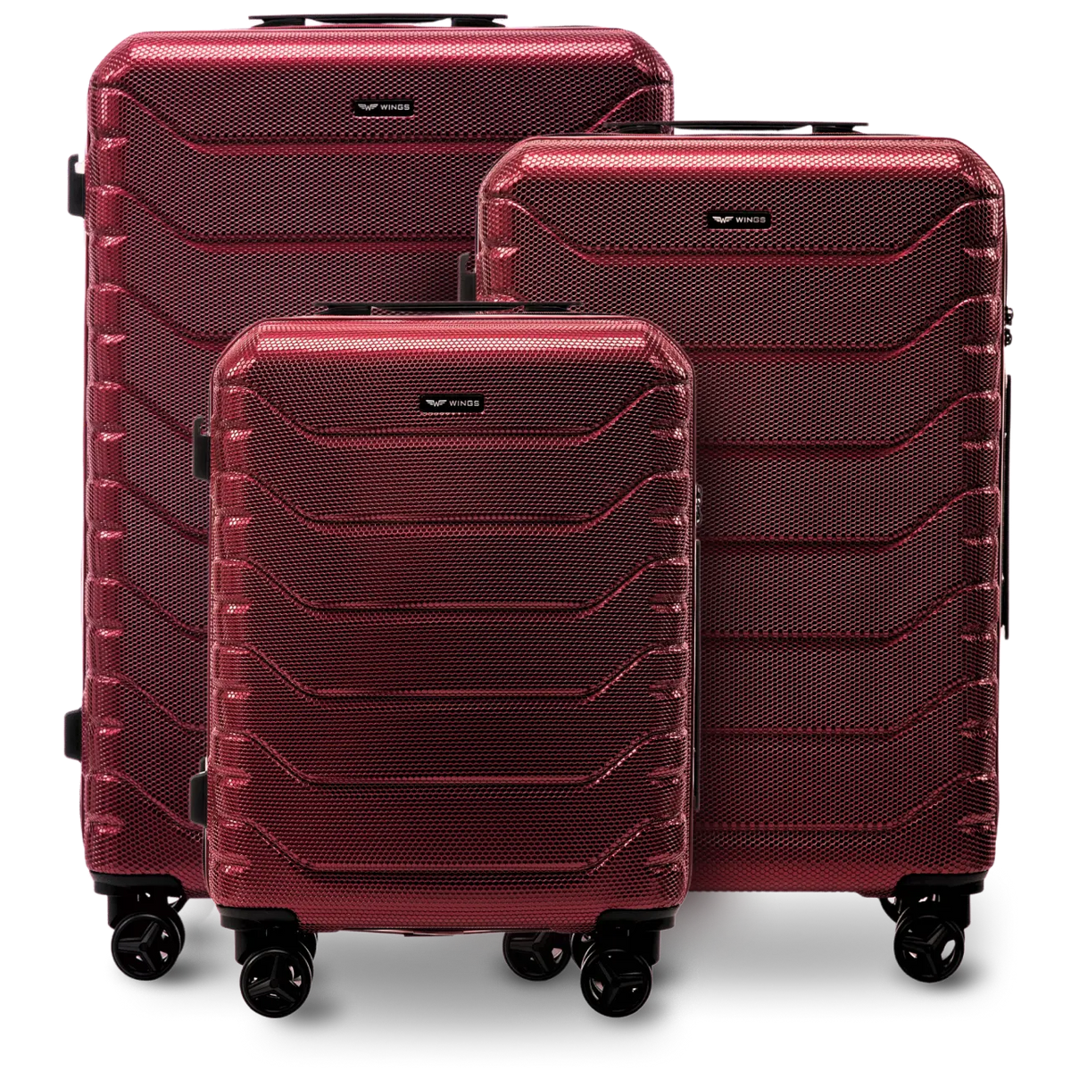 Zestaw 3 walizek Wings CRAKE POLICARBON 100% WINE RED CRAKE COLLECTION