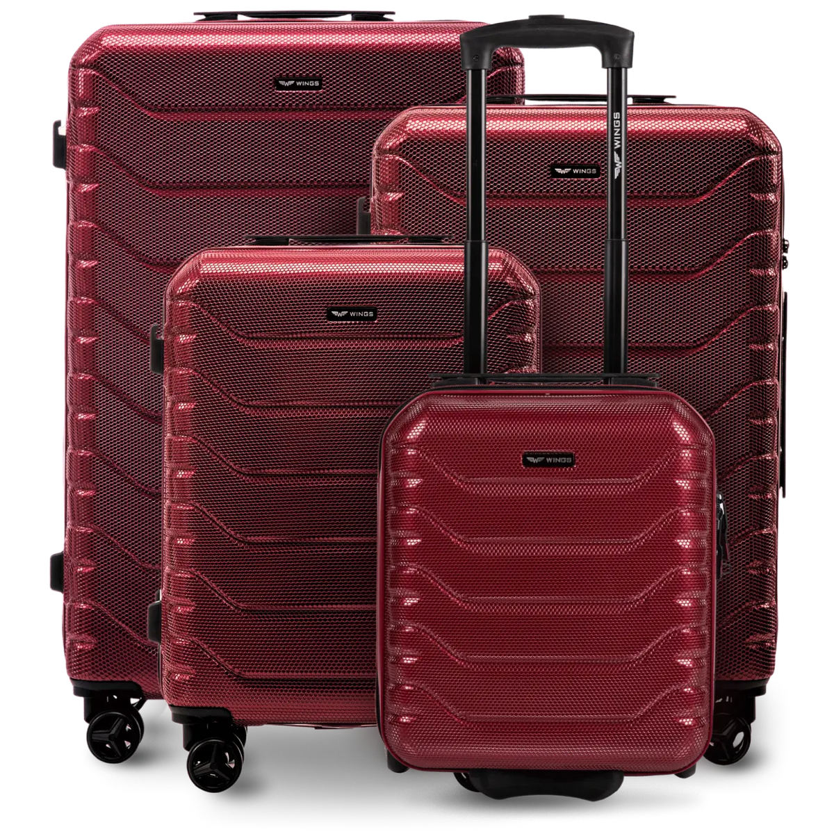 Zestaw 4 walizek Wings CRAKE POLICARBON 100% WINE RED CRAKE COLLECTION