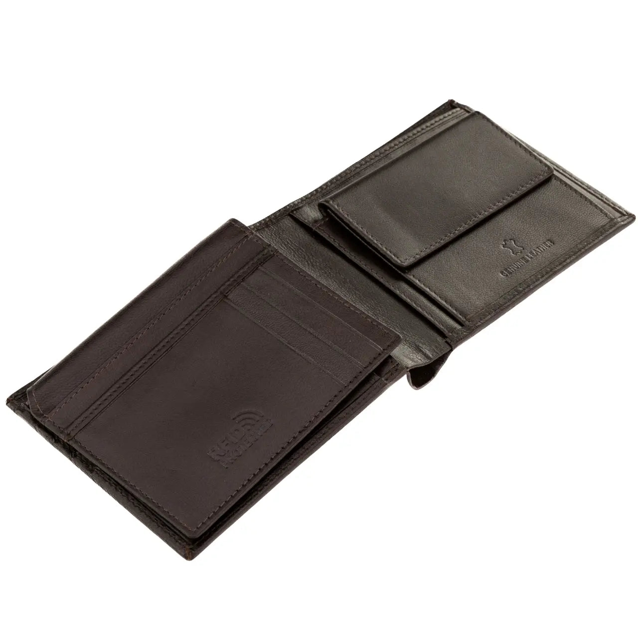 WINGS Męski portfel ze skóry naturalnej z odchylaną klapką Brown LEATHER COLLECTION