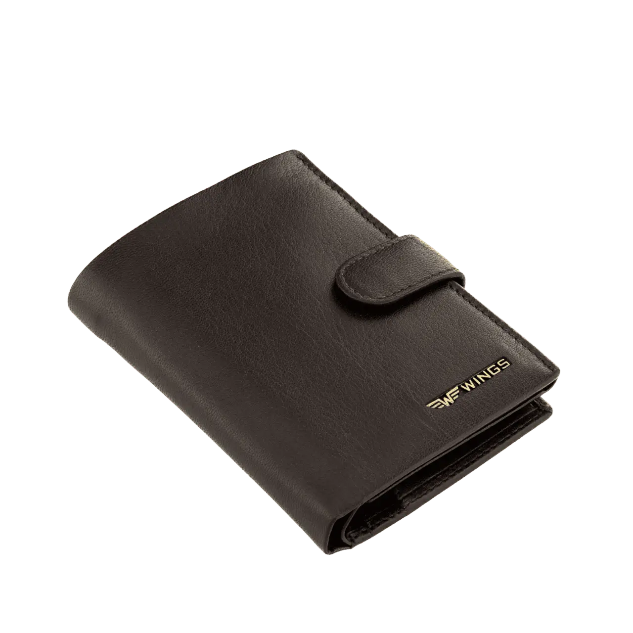 WINGS Męski portfel ze skóry naturalnej zapinany Brown LEATHER COLLECTION