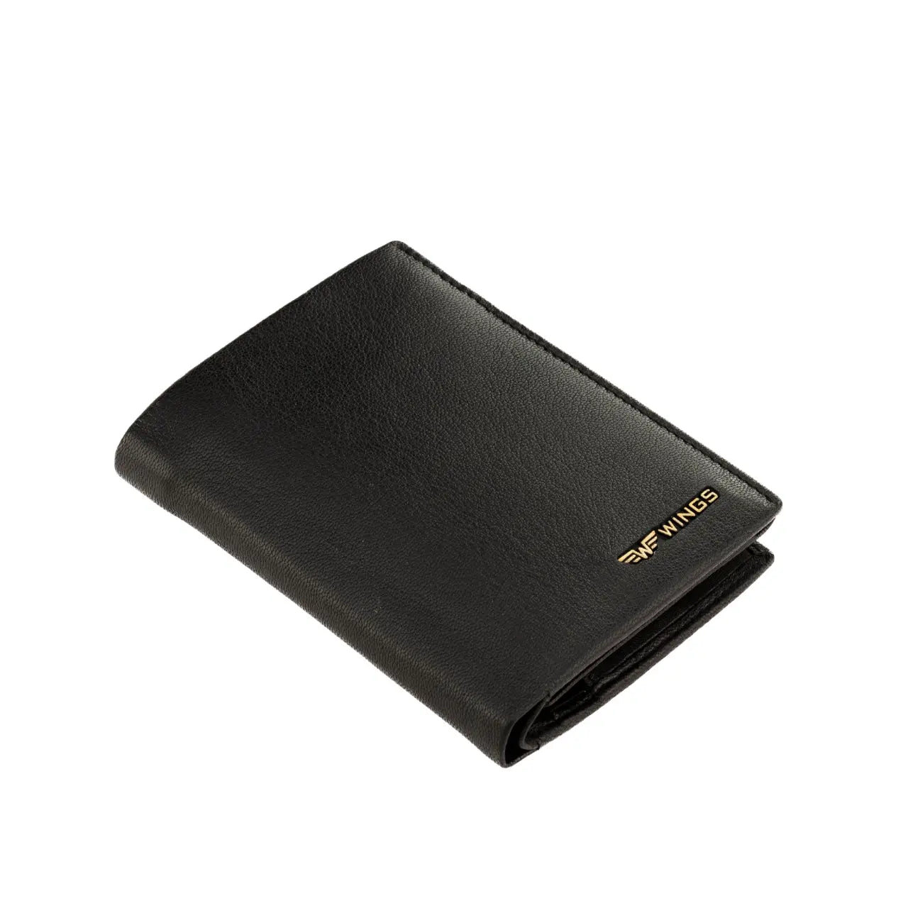 WINGS Męski portfel ze skóry naturalnej Black LEATHER COLLECTION