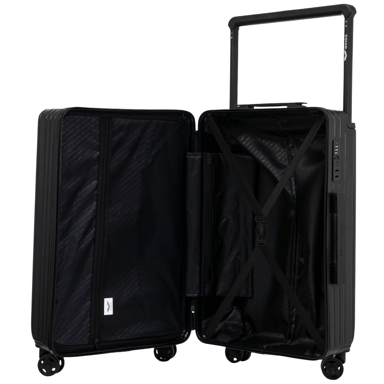 Waliză de cabină Wings ABS+ 20" personalizată NEGRU POPIERSIE