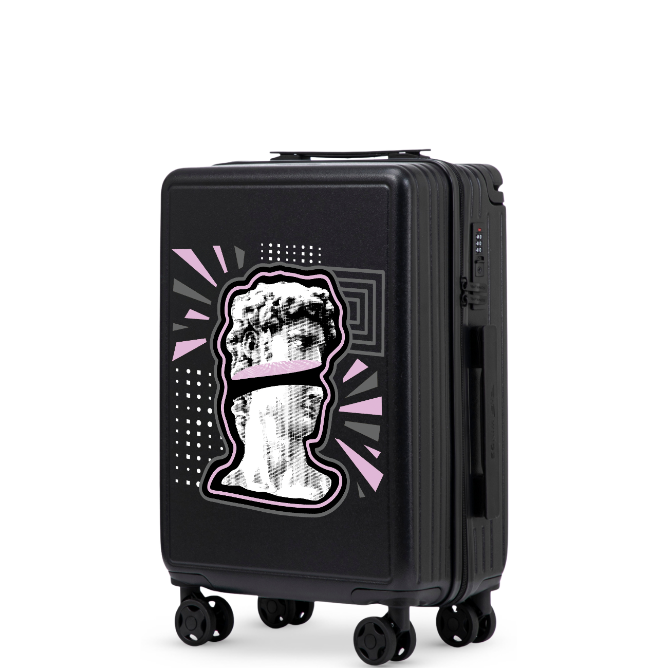 Waliză de cabină Wings ABS+ 20" personalizată NEGRU POPIERSIE