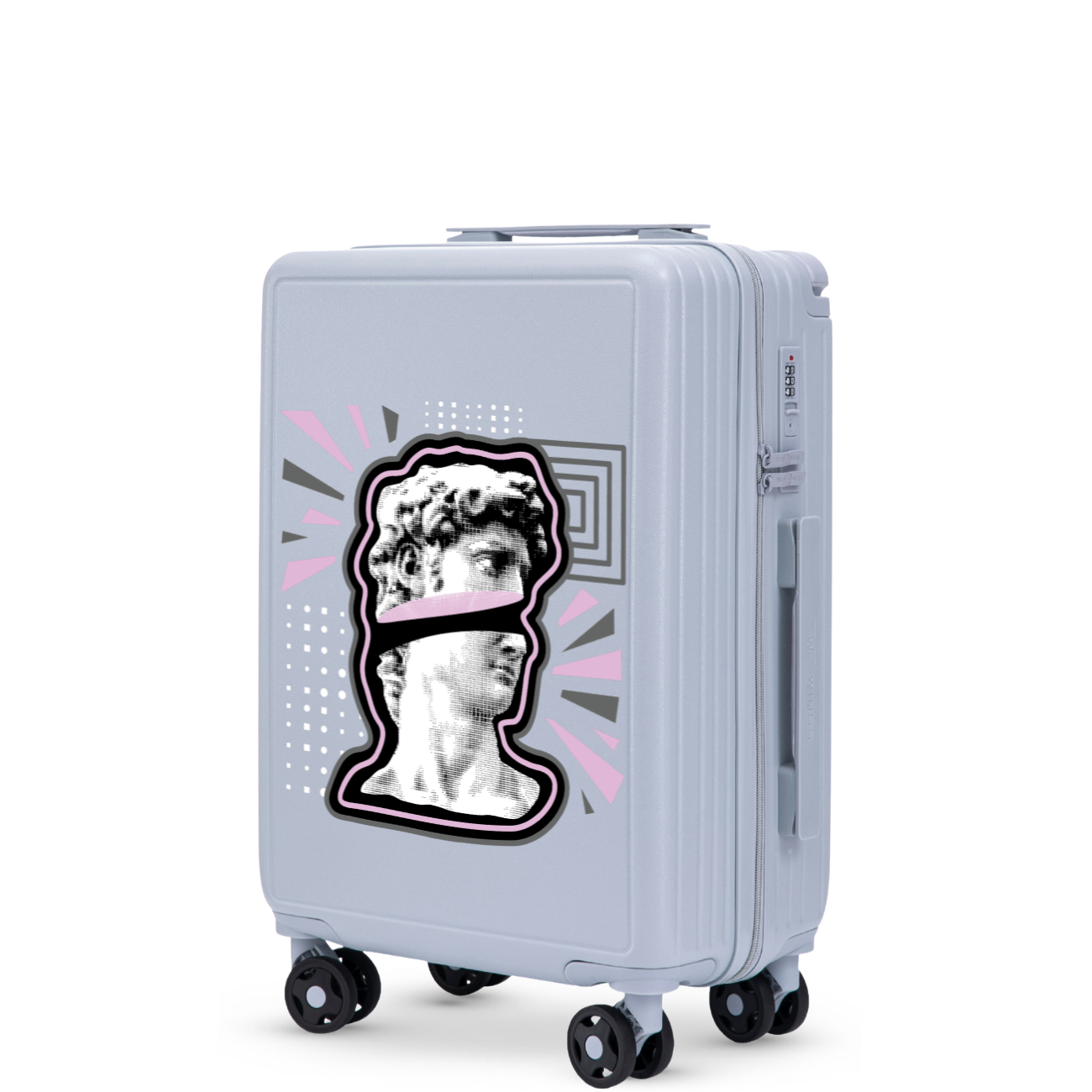 Waliză de cabină Wings ABS+ 20" personalizată ALBASTRU PASTEL POPIERSIE