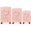 Set aus 3 Koffern Wings ABS+ Customized SOFT PINK DOG