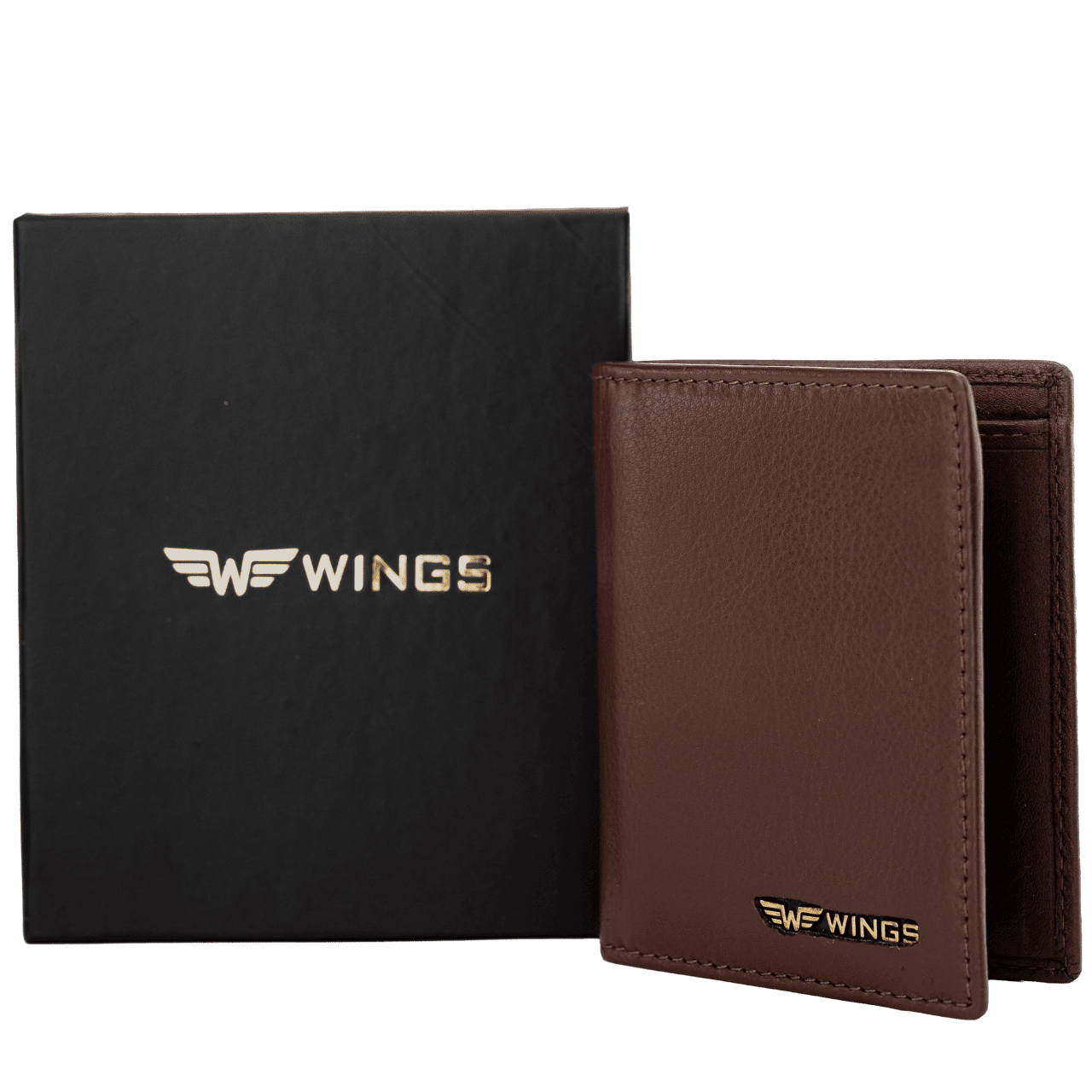 WINGS kartes turētājs no dabīgās ādas brūnā krāsā
