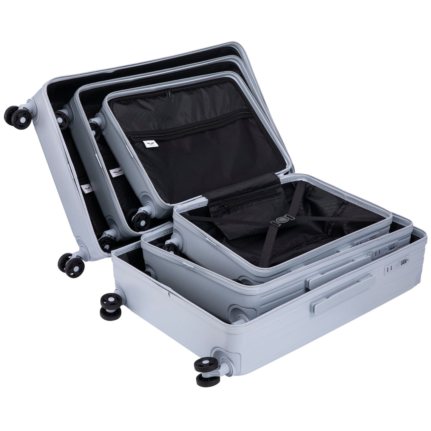 Кабинен куфар Wings ABS+ 20" Персонализиран ПАСТЕЛНО СИНЬО ДЖАМНИК