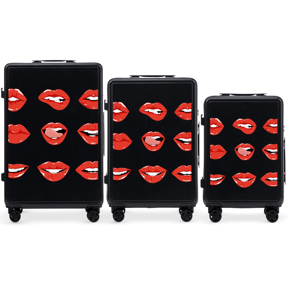 Komplet 3 WALIZEK Wings ABS+ Customized BLACK LIPS customized