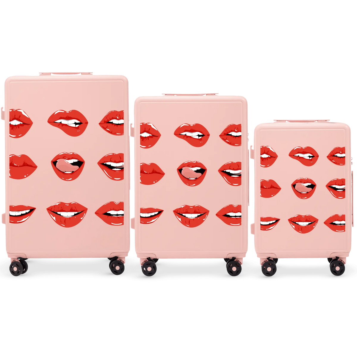 Komplet 3 WALIZEK Wings ABS+ Customized SOFT PINK LIPS customized