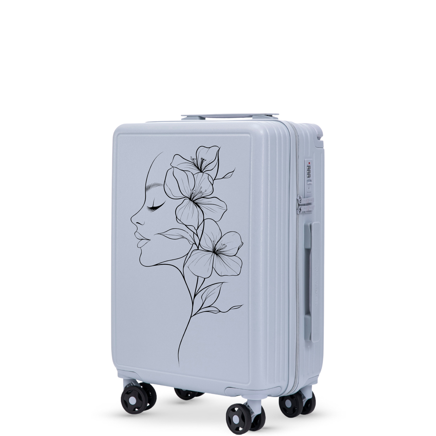 Kabínová walizka Wings ABS+ 20" Customized PASTEL BLUE FLOWER