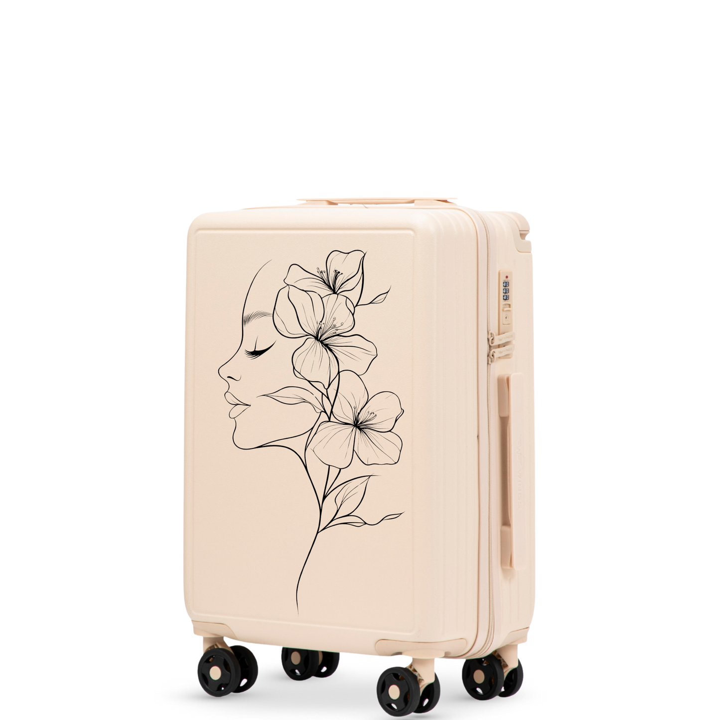 Waliză de cabină Wings ABS+ 20" Personalizată DIRTY WHITE FLOWER