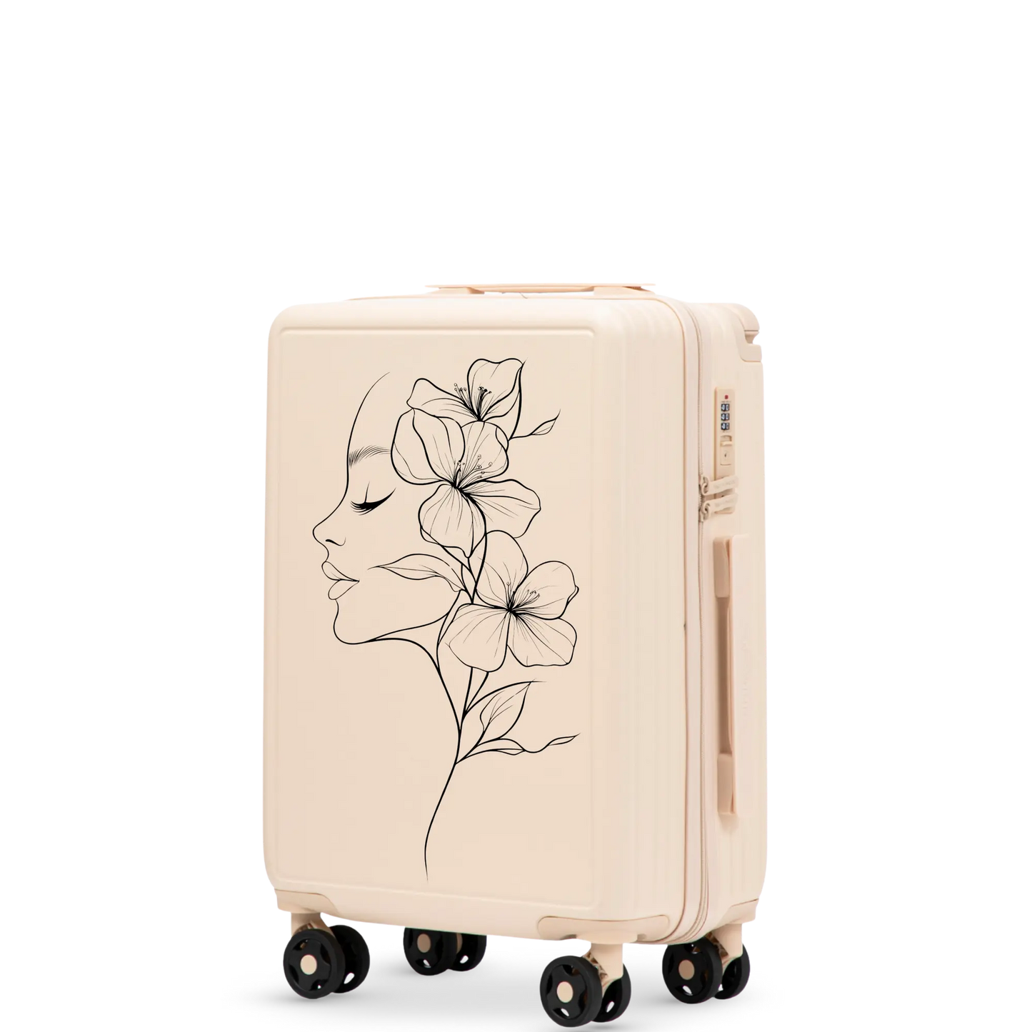 Walizka kabinowa Wings ABS+ 20" Customized DIRTY WHITE FLOWER customized