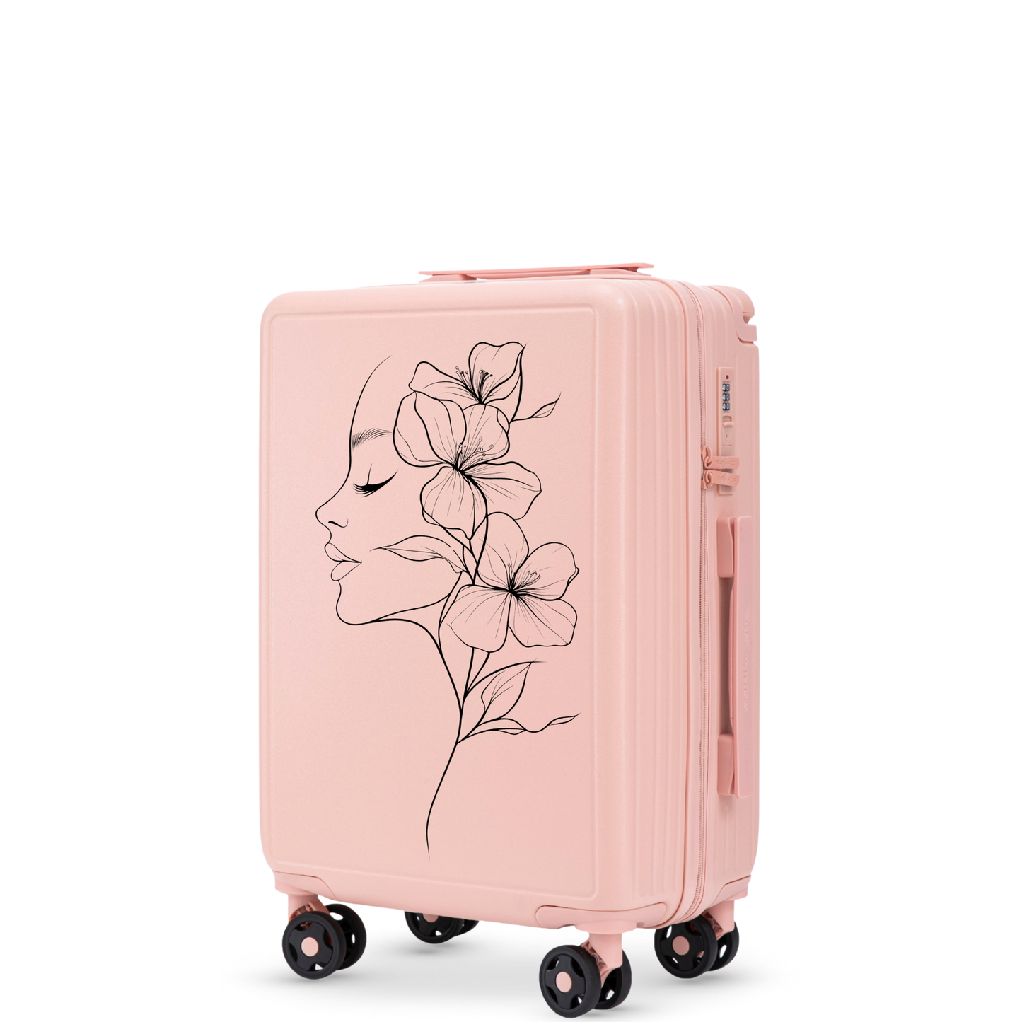 Walizka kabinowa Wings ABS+ 20" Customized SOFT PINK FLOWER customized