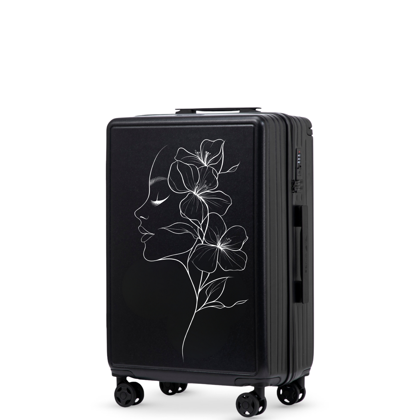 Kabínový kufor Wings ABS+ 20" Customized BLACK FLOWER