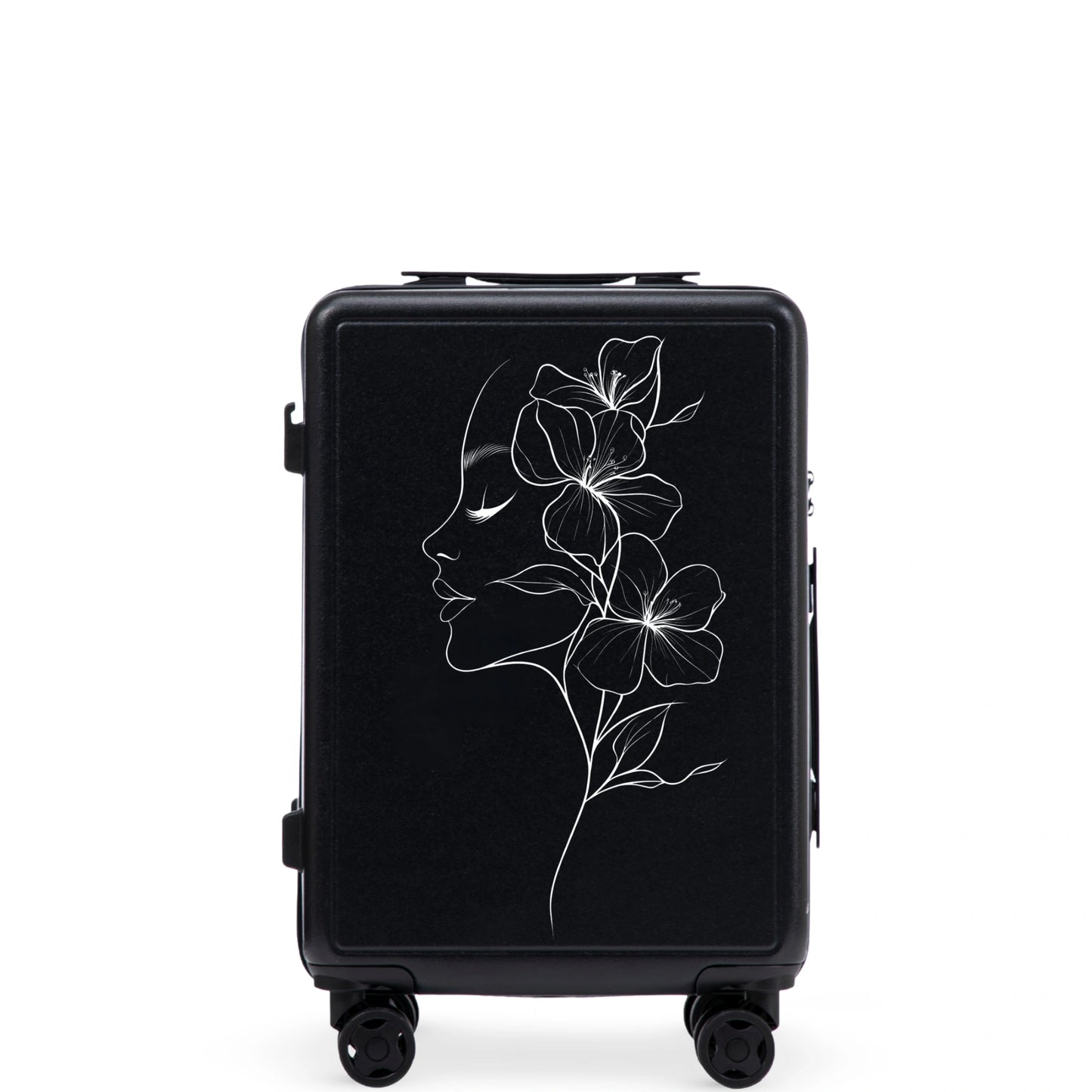 Walizka kabinowa Wings ABS+ 20" Customized BLACK FLOWER customized
