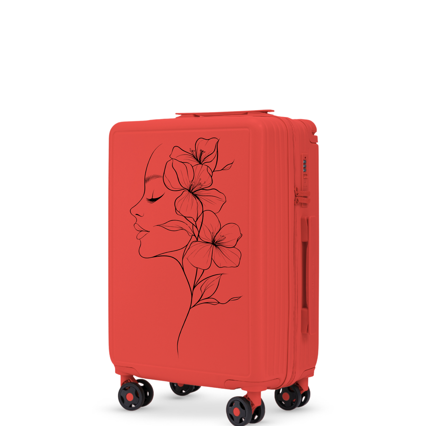 Walizka kabinowa Wings ABS+ 20" Customized RED FLOWER customized