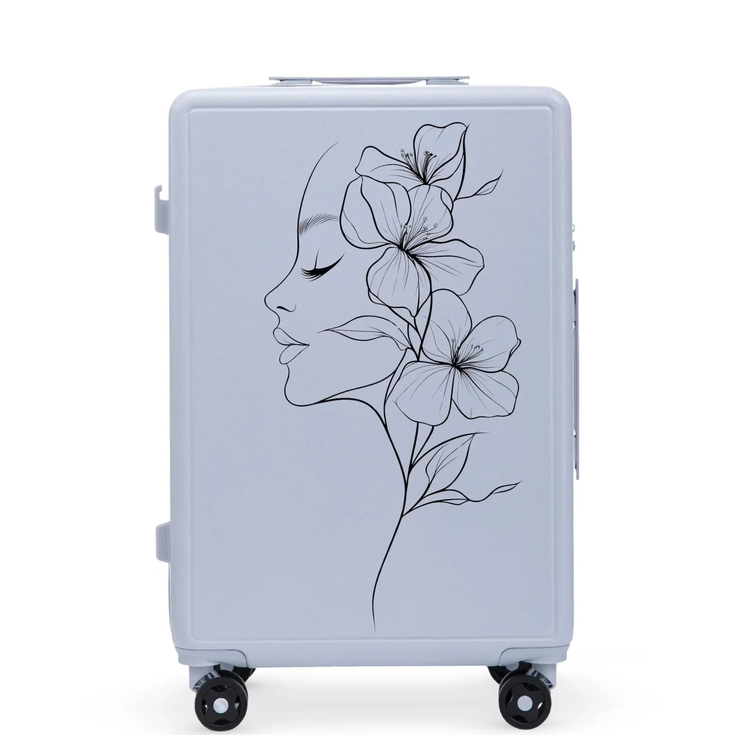 Walizka średnia Wings ABS+ 24" Customized PASTEL BLUE FLOWER customized