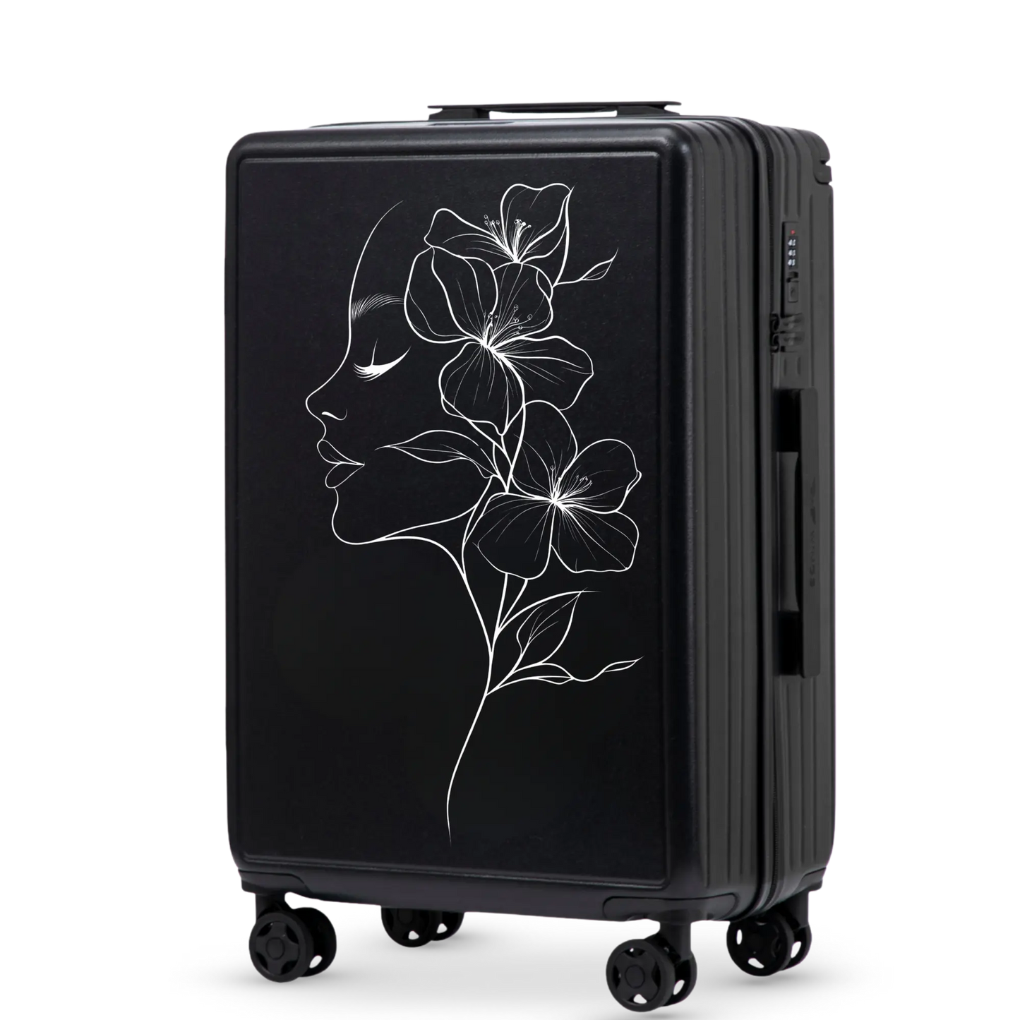 Walizka średnia Wings ABS+ 24" Customized BLACK FLOWER customized