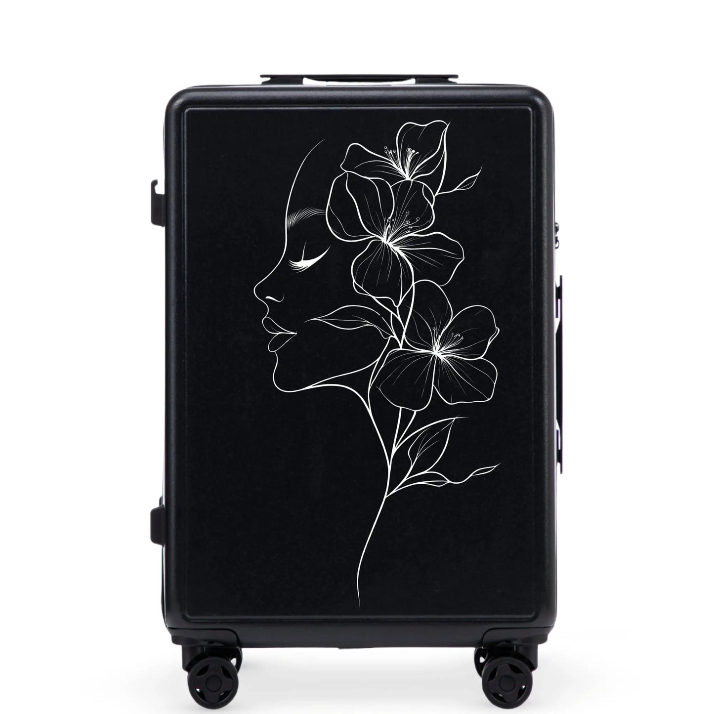Walizka średnia Wings ABS+ 24" Customized BLACK FLOWER customized