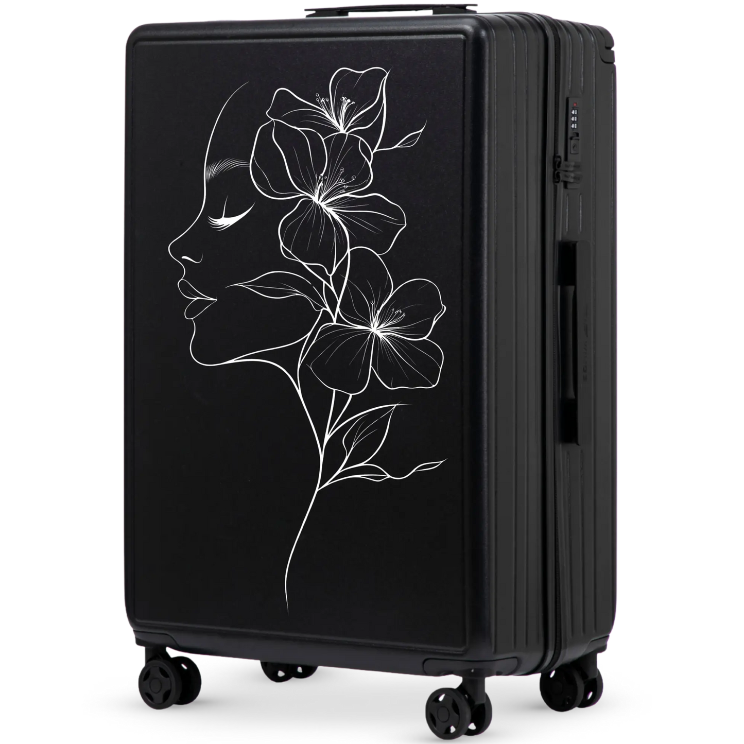 Walizka duża Wings ABS+ 28" Customized BLACK FLOWER customized