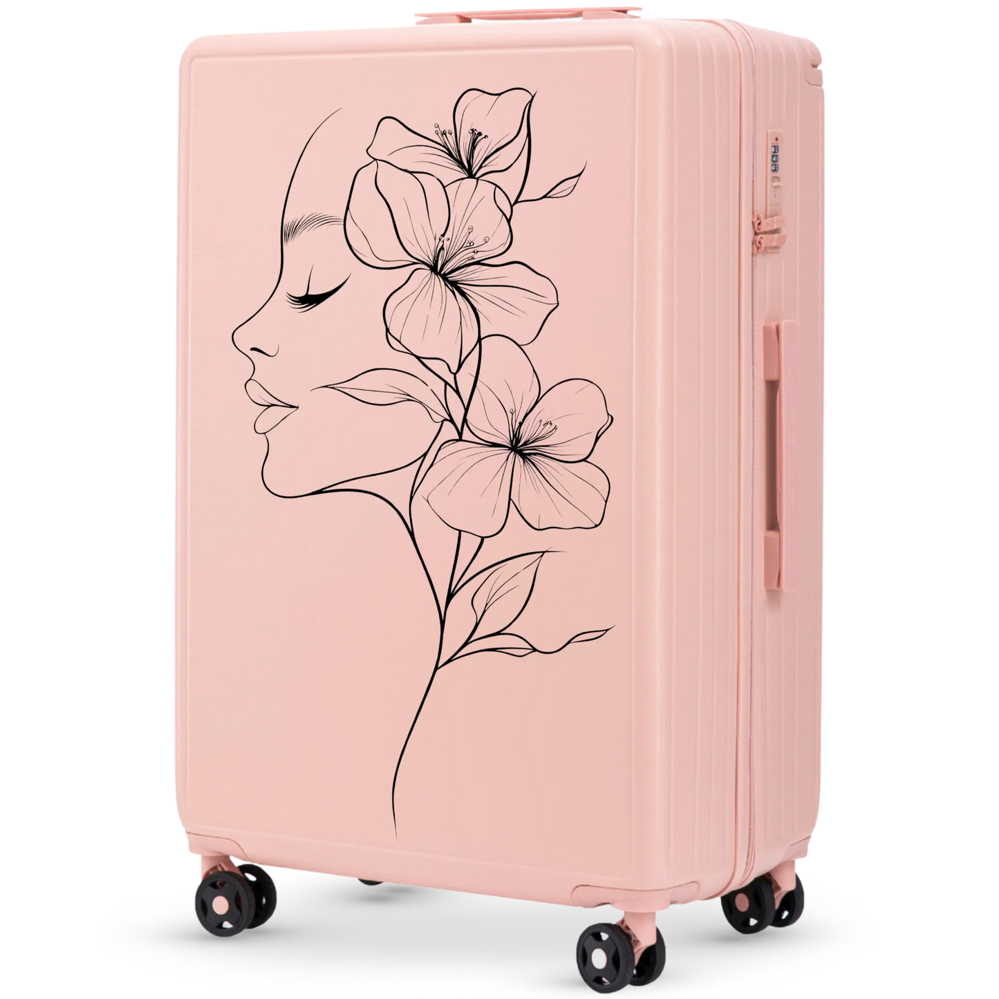 Walizka duża Wings ABS+ 28" Customized SOFT PINK FLOWER customized