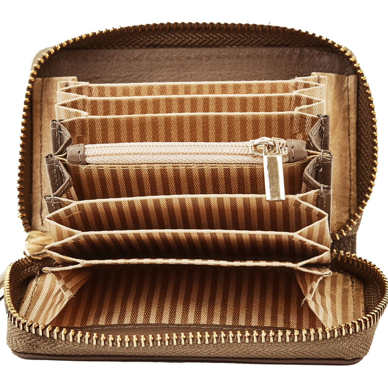 WINGS Mały portfel damski ze skóry naturalnej zapinany na zamek BEIGE LEATHER COLLECTION