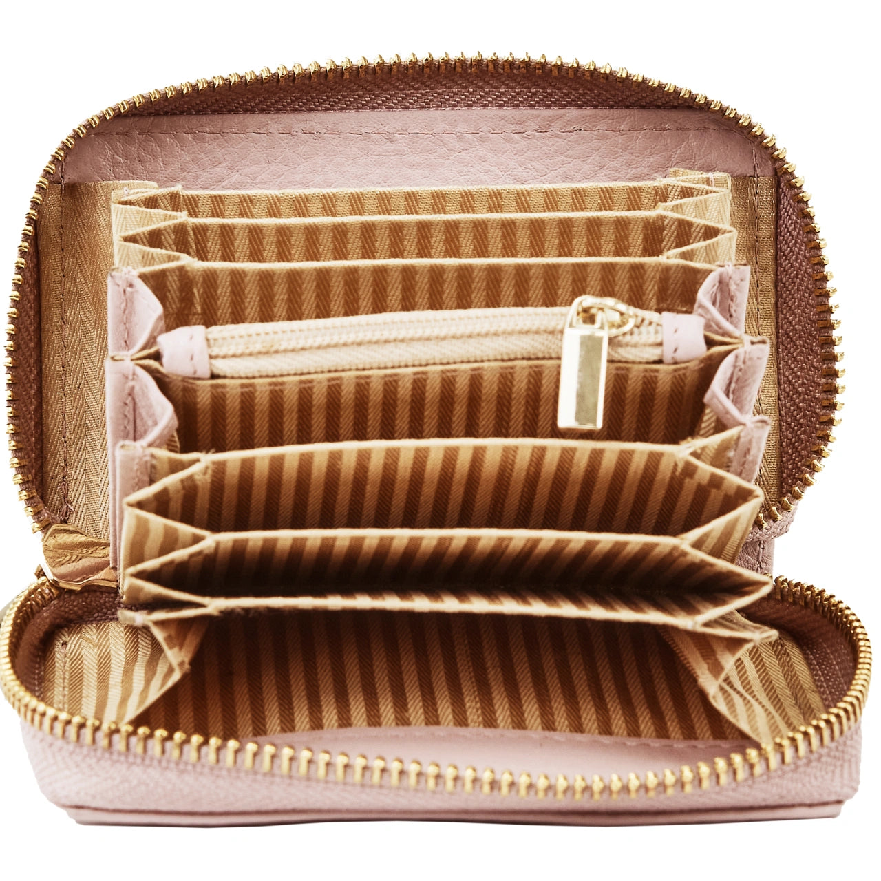 WINGS Малко дамско портмоне от естествена кожа с цип PINK