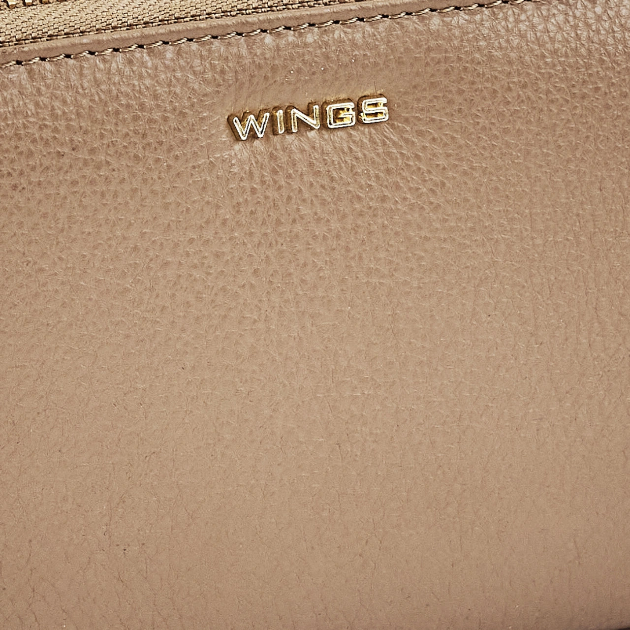 Damski portfel skórzany z paskiem na nadgarstek WINGS BEIGE LEATHER COLLECTION