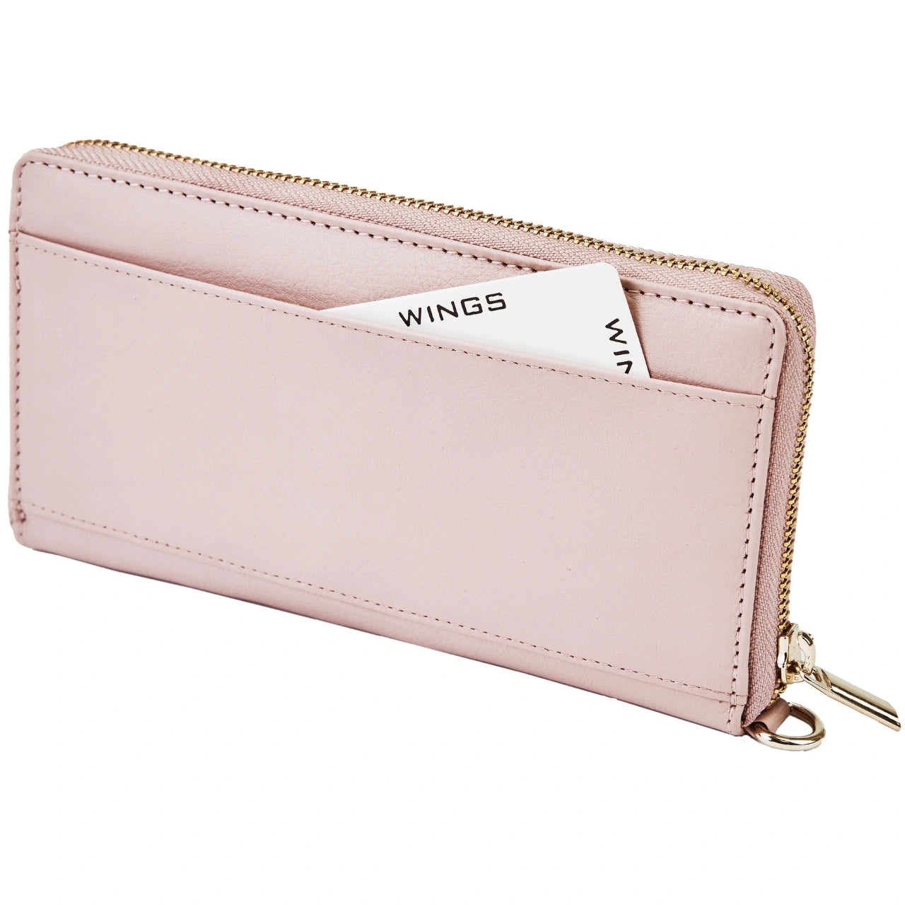 Sieviešu ādas maks ar plaukstas siksnu WINGS PINK