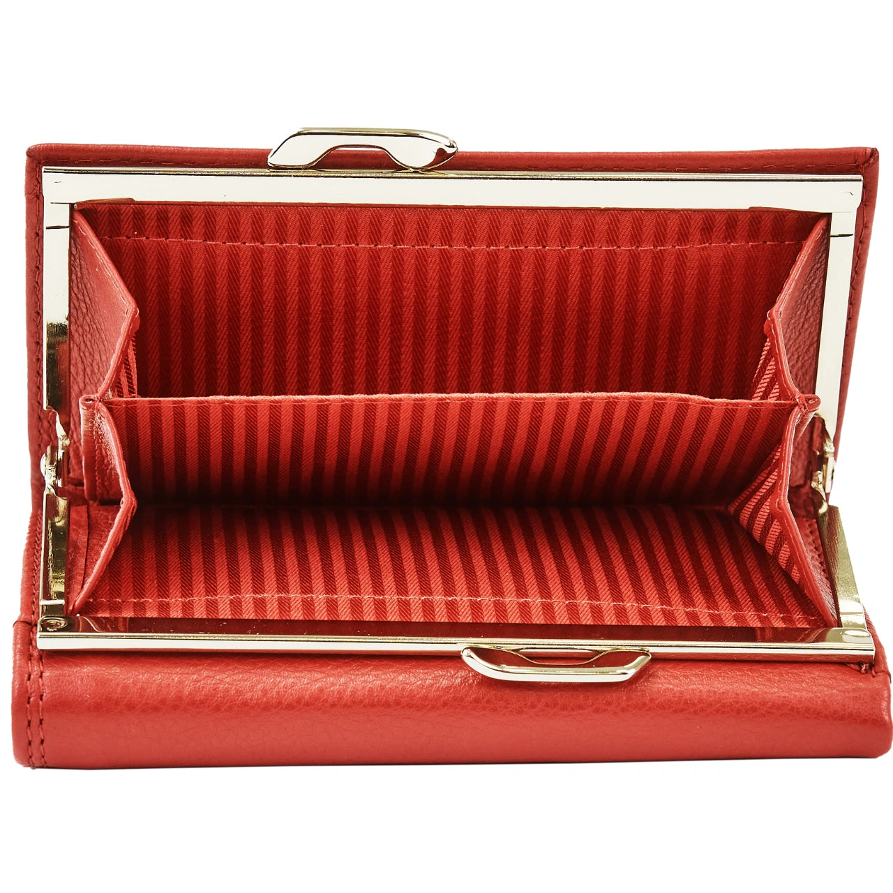 Damski portfel skórzany WINGS z ochroną RFID o pojemnym wnętrzu RED LEATHER COLLECTION