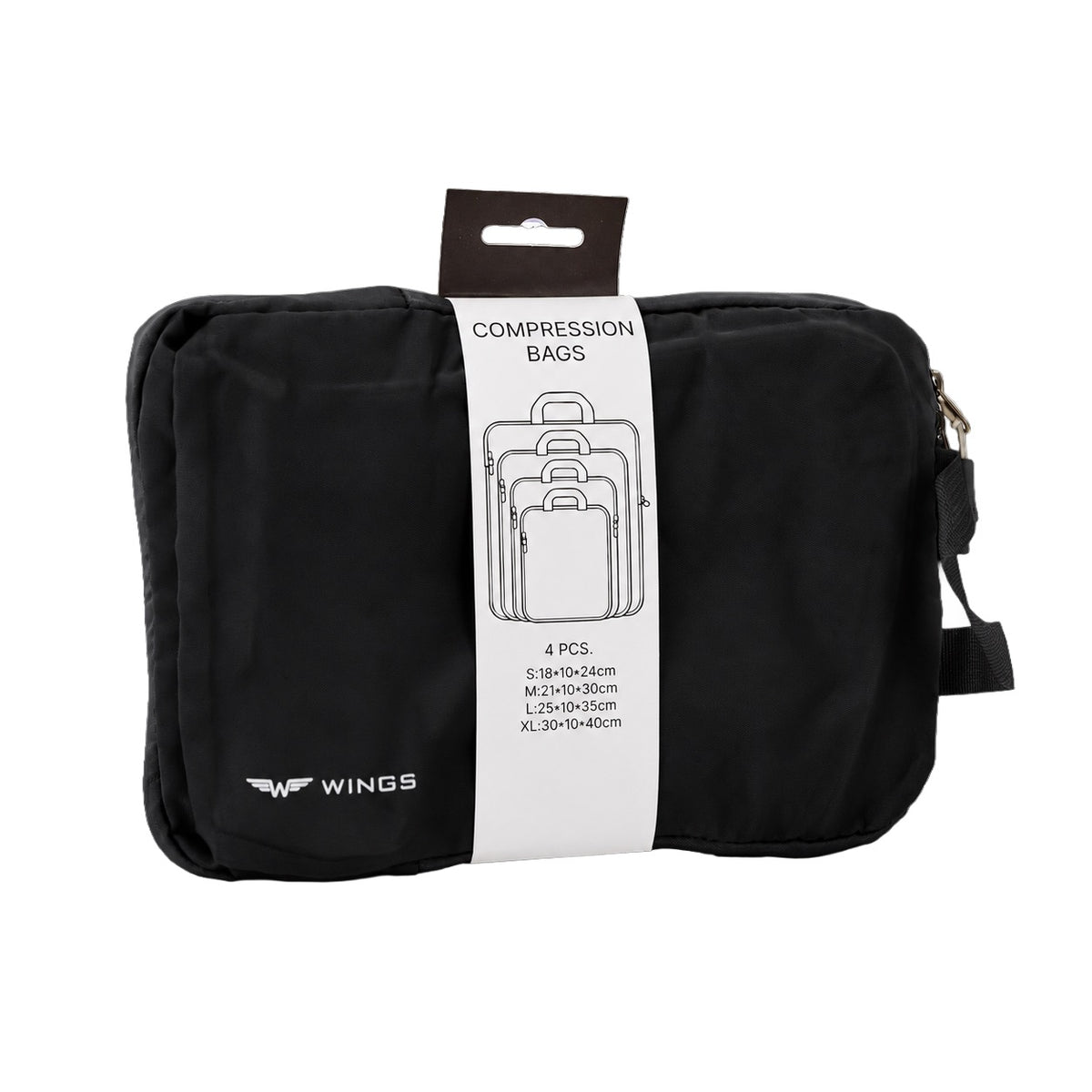 Komplet 4 kompresijske vreće za pakiranje WINGS BLACK