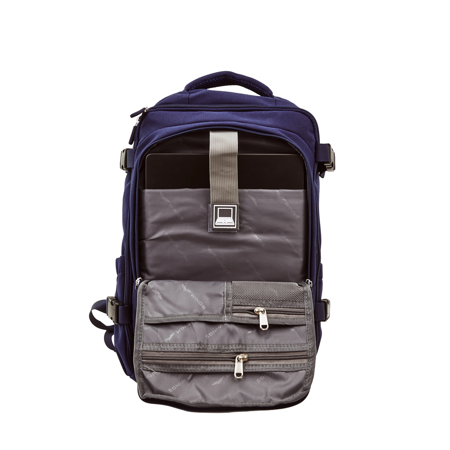 Plecak kabinowy WINGS bagaż podręczny Ryanair i Wizz Air, lekki plecak podróżny BLUE CABIN BACKPACK