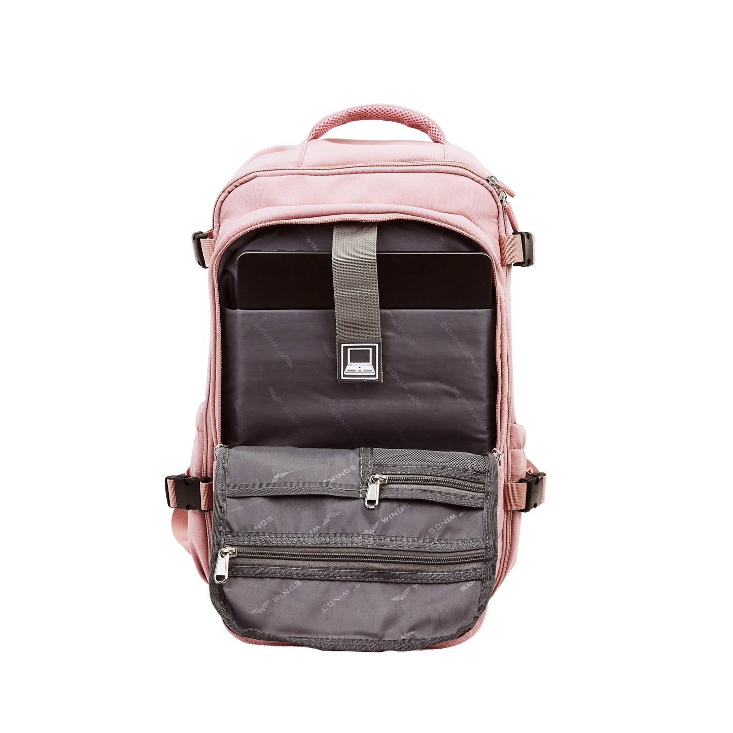 Plecak kabinowy WINGS bagaż podręczny Ryanair i Wizz Air, lekki plecak podróżny PINK CABIN BACKPACK