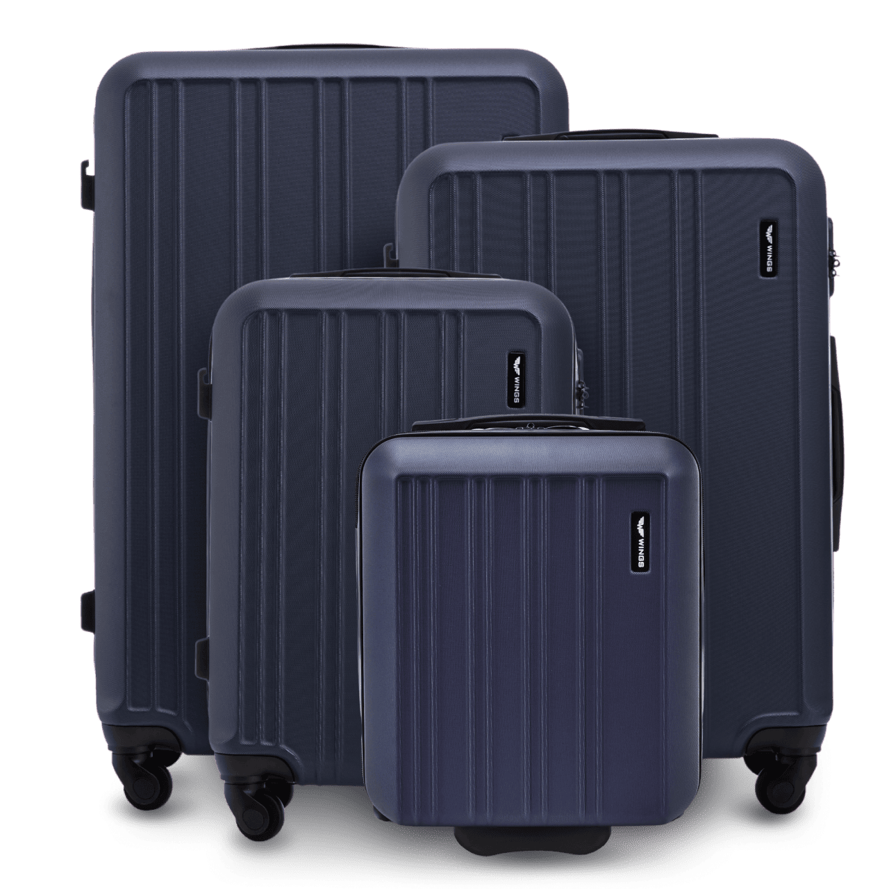 Set di 4 valigie WINGS HARRIER S M L + set da viaggio da 16” BLUE